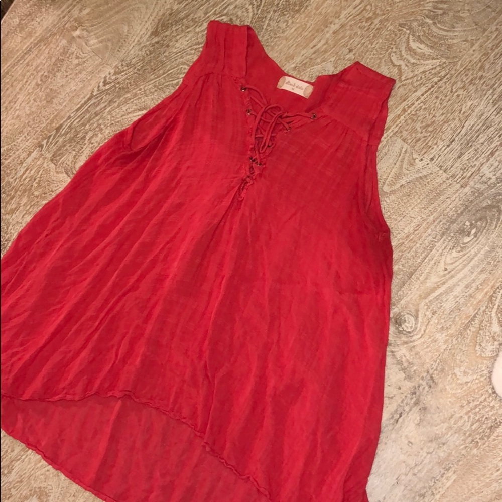 Altar’d state tank top lace up medium coral